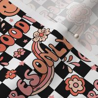 Good Vibes Only Blush in Black abd White Checker - Small Scale