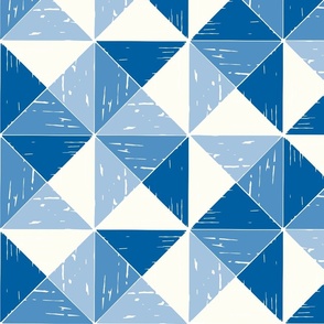 Winter Geometric rustic triangle check blue and soft white by Jac Slade