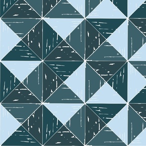 Winter Geometric rustic triangle check dove blue grey by Jac Slade