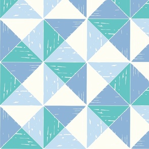 Winter Geometric rustic triangle check dove blue mint green by Jac Slade