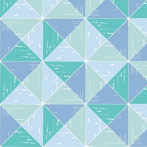 Winter Geometric rustic triangle check dove blue mint sage green by Jac Slade