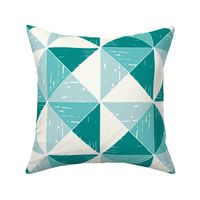 Winter Geometric rustic triangle check forest green mint aqua by Jac Slade