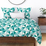 Winter Geometric rustic triangle check forest green mint aqua by Jac Slade