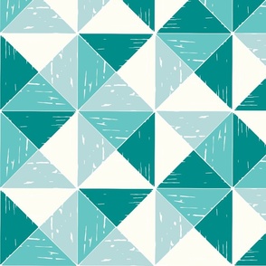 Winter Geometric rustic triangle check forest green mint aqua by Jac Slade