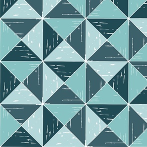 Cozy Cabin masculine dark  rustic triangle check mint teal green dark grey by Jac Slade