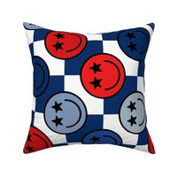 Patriotic Star Smiley Checker BG Rotated- XL Scale