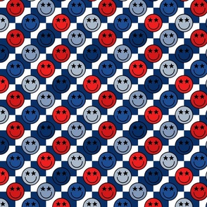 Patriotic Star Smiley Checker BG - Medium Scale