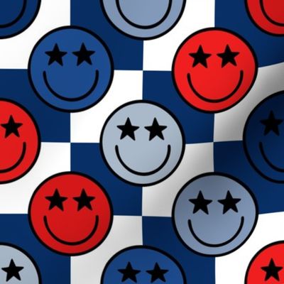Patriotic Star Smiley Checker BG - Large Scale