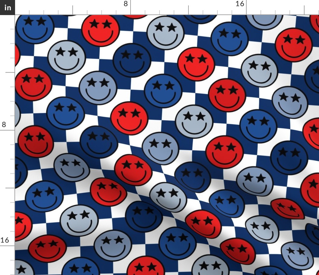 Patriotic Star Smiley Checker BG - Large Scale