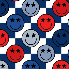 Patriotic Star Smiley Checker BG - XL Scale