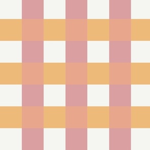 Playful bold colorful gingham checkerboard with check plaid in multicolor blush pink yellow on solid white background in Modern Minimalistic Whimsical Aesthetic for Upholstery, Wallpaper & Cluttercore Home Décor