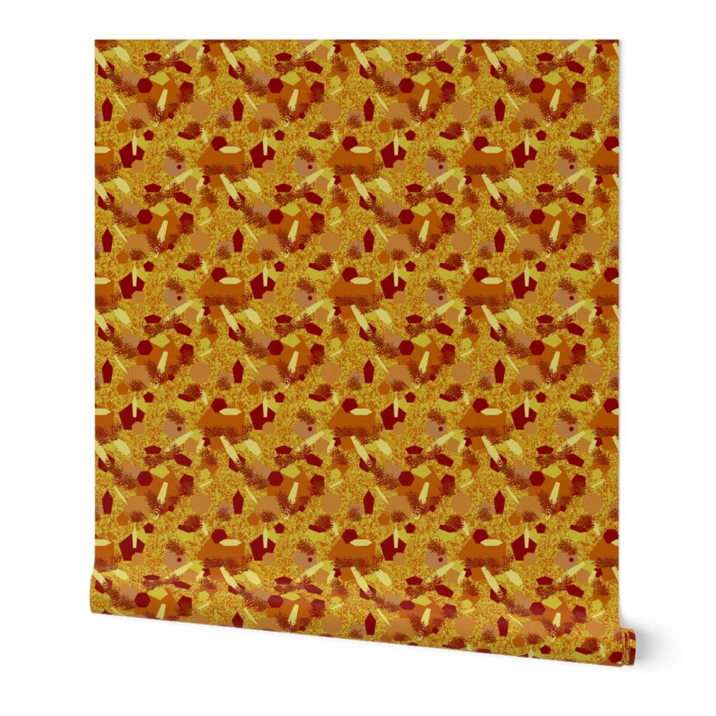 PLGN4 - Polygon Jungle Ditsy  in Warm Autumn Colors - 8 inch fabric repeat - 6 inch wallpaper repeat - non-directional - seamless 