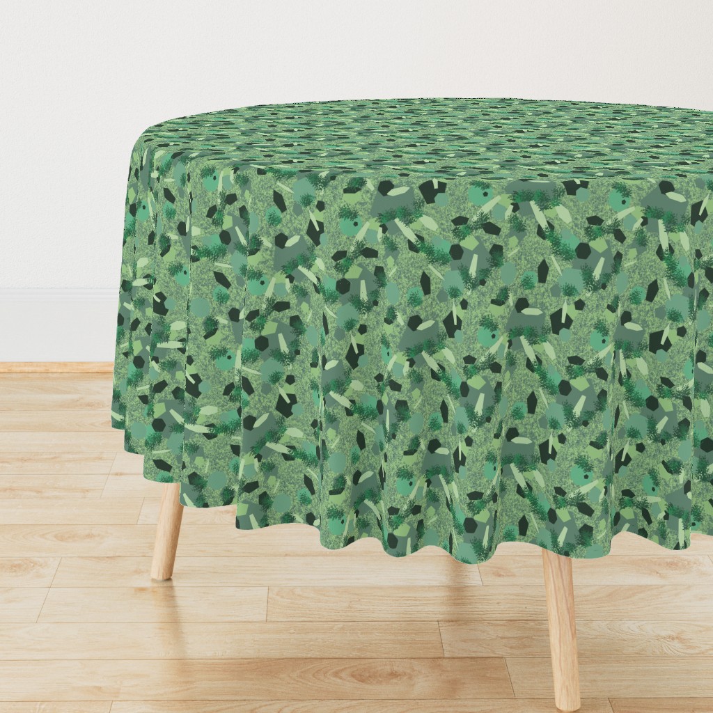 PLGN3 - Polygon Jungle in Cool Greens - 8 inch fabric repeat - 6 inch wallpaper repeat