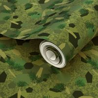 PLGN3 - Polygon Jungle in Cool Greens - 8 inch fabric repeat - 6 inch wallpaper repeat