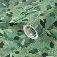 PLGN3 - Polygon Jungle in Cool Greens - 8 inch fabric repeat - 6 inch wallpaper repeat