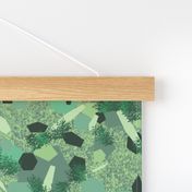 PLGN3 - Polygon Jungle in Cool Greens - 8 inch fabric repeat - 6 inch wallpaper repeat