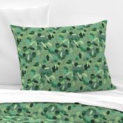 PLGN3 - Polygon Jungle in Cool Greens - 8 inch fabric repeat - 6 inch wallpaper repeat