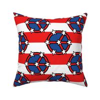 Patriotic Star Peace Sign Red and White Stripe Rotated - XL Scale