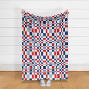 Uneven Checker Red White Blue Rotated- XL Scale