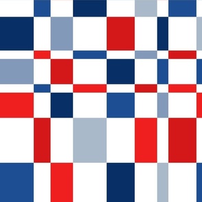 Uneven Checker Red White Blue Rotated- XL Scale