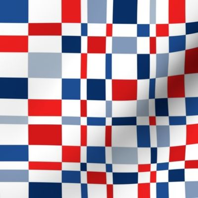 Uneven Checker Red White Blue - Medium Scale