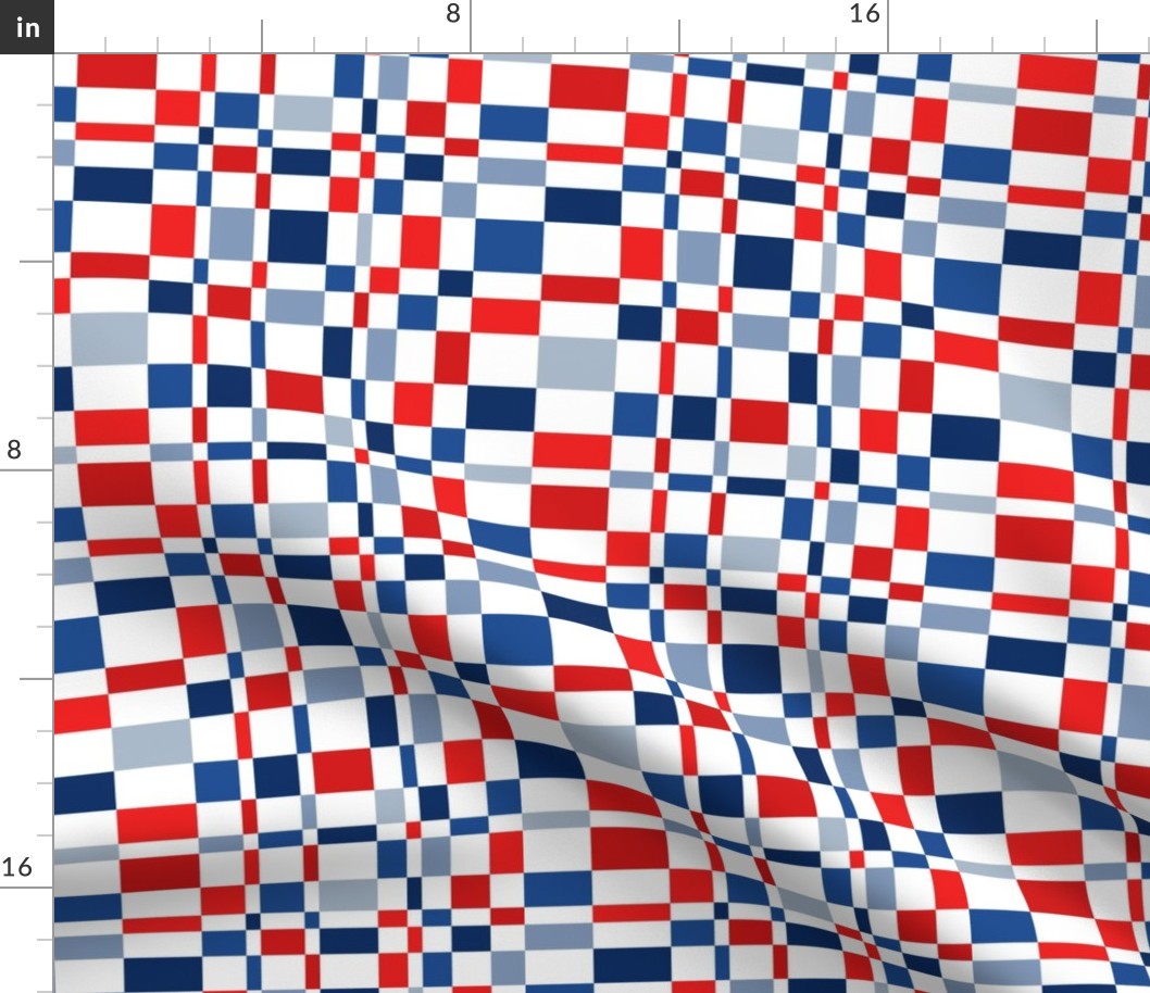 Uneven Checker Red White Blue - Medium Scale