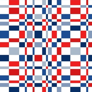 Uneven Checker Red White Blue - Large Scale