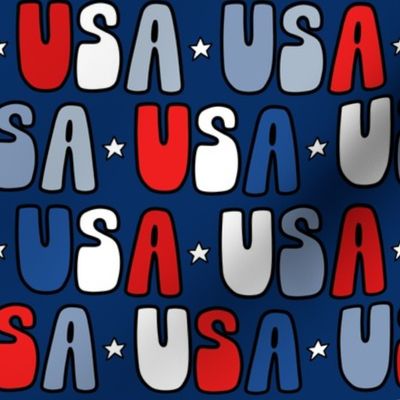 USA Patriotic Typography Blue BG - Large Scale 