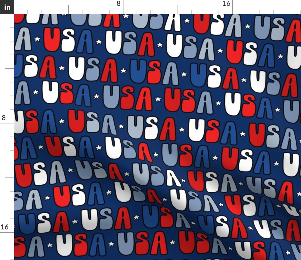 USA Patriotic Typography Blue BG - Large Scale 