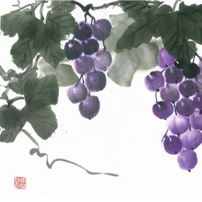 Grapes - traditional japanese Sumie painting