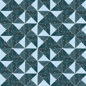 Winter Geometric rustic triangle check dove blue grey by Jac Slade