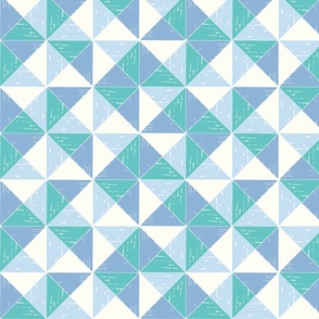 Winter Geometric rustic triangle check dove blue mint green by Jac Slade
