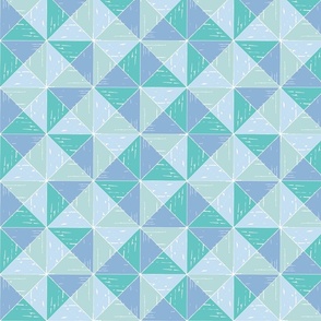 Winter Geometric rustic triangle check dove blue mint sage green by Jac Slade