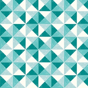 Winter Geometric rustic triangle check forest green mint aqua by Jac Slade