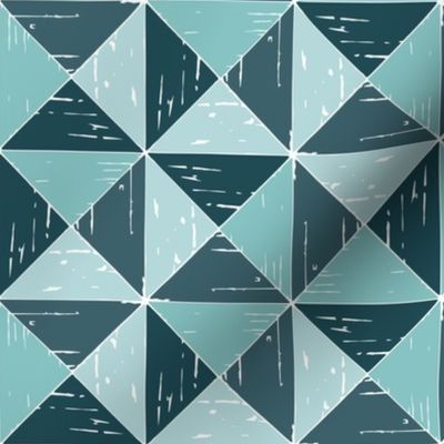 Winter Geometric rustic triangle check mint grey by Jac Slade