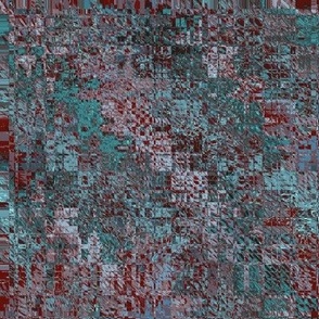 BHMN2 - Abstract Bohemian Texture  in Aqua and Wine Red