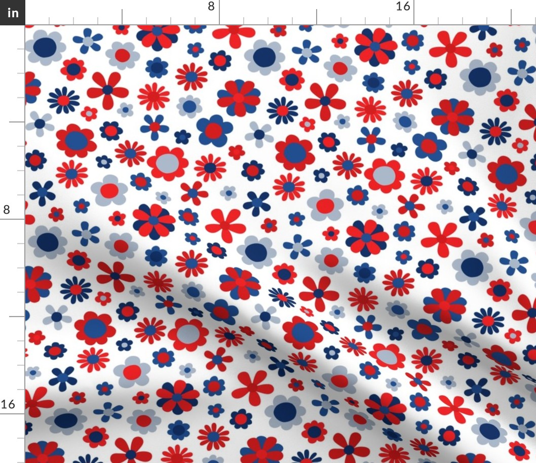 Red White Blue Patriotic Flowers - Medium Scale