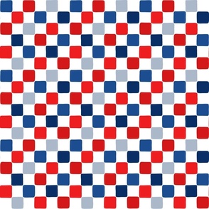 Red White Blue Distorted Checker - Small Scale