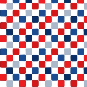 Red White Blue Distorted Checker - Medium Scale