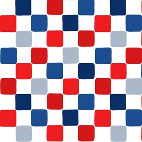 Red White Blue Distorted Checker - Large Scale
