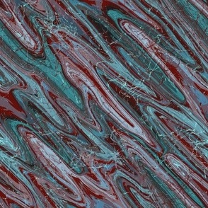 BHMN2 - Abstract Bohemian Animal Hide Print in Aqua and Wine Red  -  8 inch fabric repeat - 6 inch wallpaper repeat