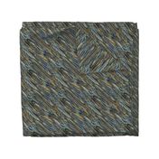 BHMN3 - Abstract Bohemian Agenda  Animal Hide Print in Blue and Tan  - 8 inch fabric repeat - 6 inch wallpaper repeat