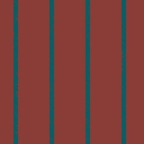 BHMN1 - Turquoise Pinstripes, Drawn with Digital Chalk,  on Rust Ground - 1/4 inch pinstripes