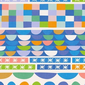Vintage Abstraction - Playful Shapes in Summer Breeze Shades / Large