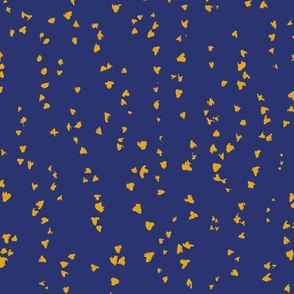 painted yellow dots on blue background