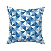 Blue and White Rustic Geometric Blue Check triangles by Jac Slade