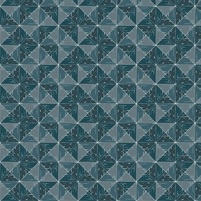 Winter Geometric rustic triangle check dove deep teal grey by Jac Slade