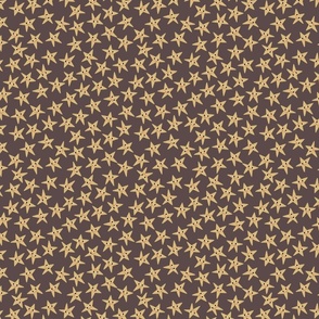 Cute yellow stars on brown - small 