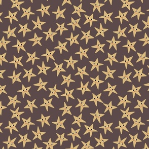 Cute yellow stars on brown - medium