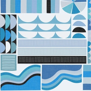 Vintage Abstraction - Cheerful Shapes in Blue Shades / Large
